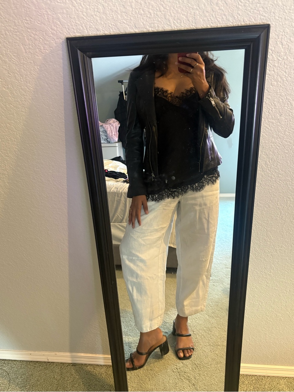NWOT Mango Genuine Leather black Moto Jacket